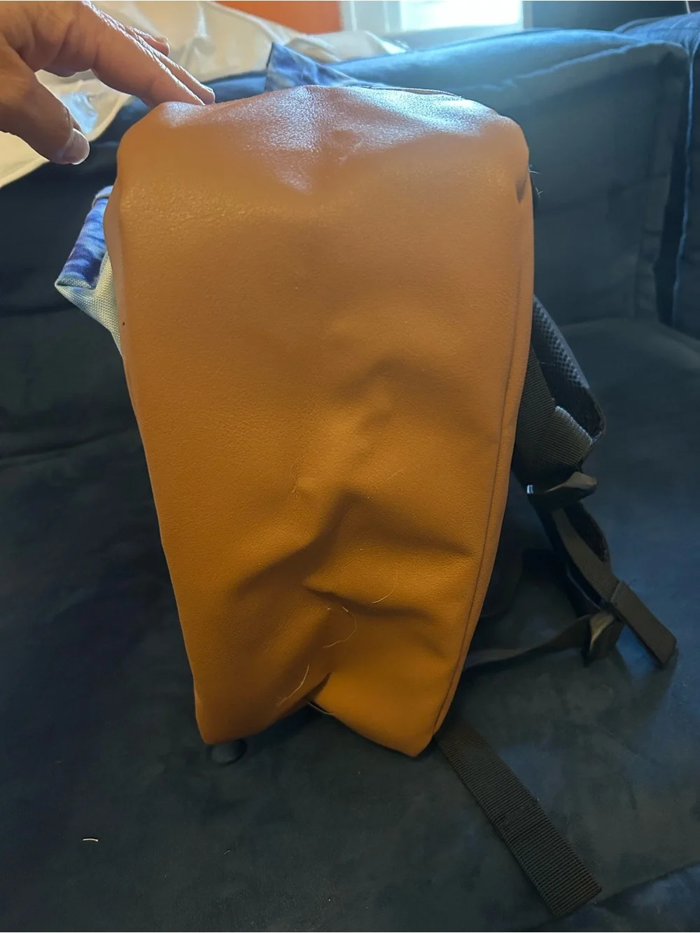 Unltd Blue Tie-Dye Canvas Backpack with Tan Faux-Leather Base Lacrosse